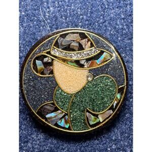 Vintage Lee Sands Lady in Abalone Crushed Stone Brooch
